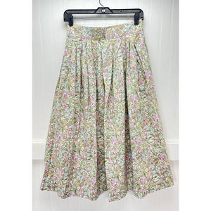 Vintage Mary Elizabeths Closet Pleated Floral Maxi Skirt 12 (27" Waist) Cottage